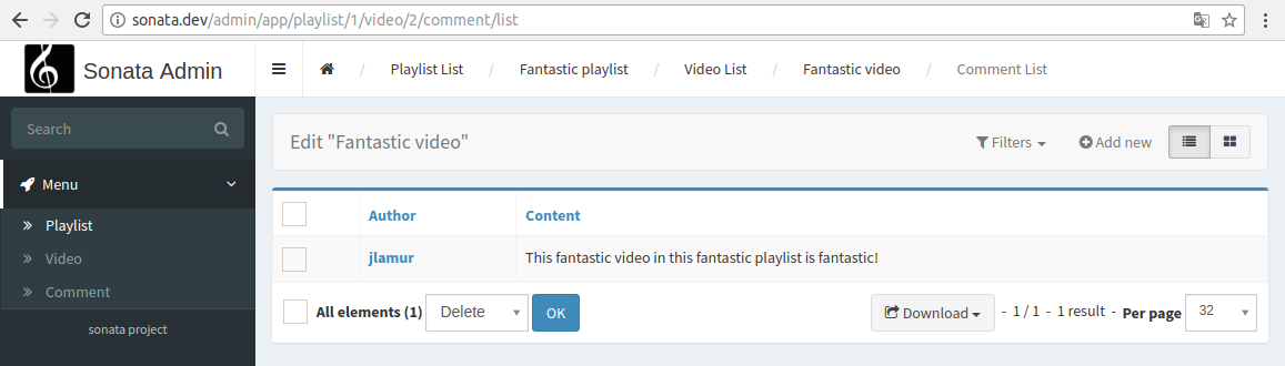 Child admin interface