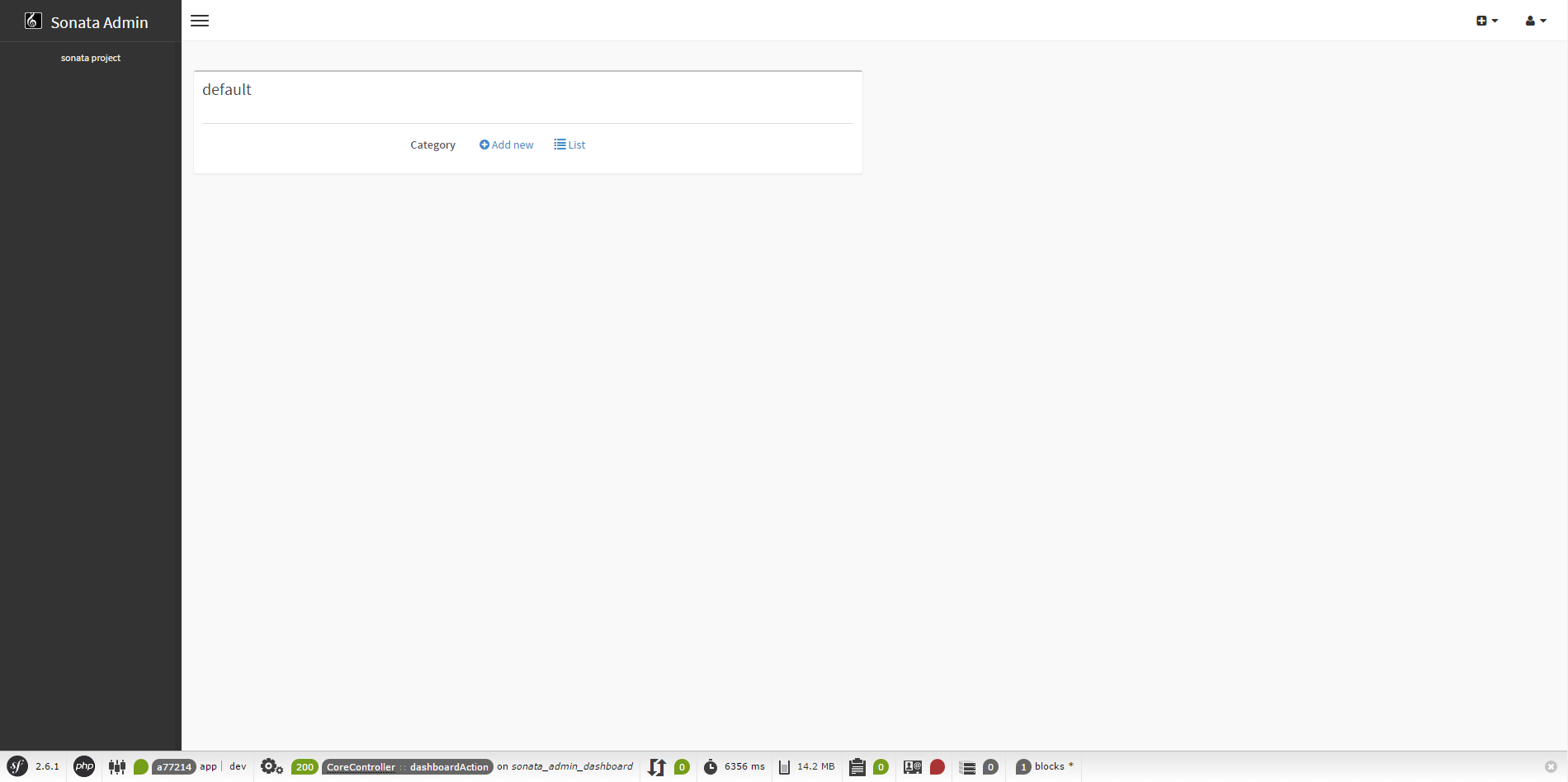 Sonata Dashboard with Category